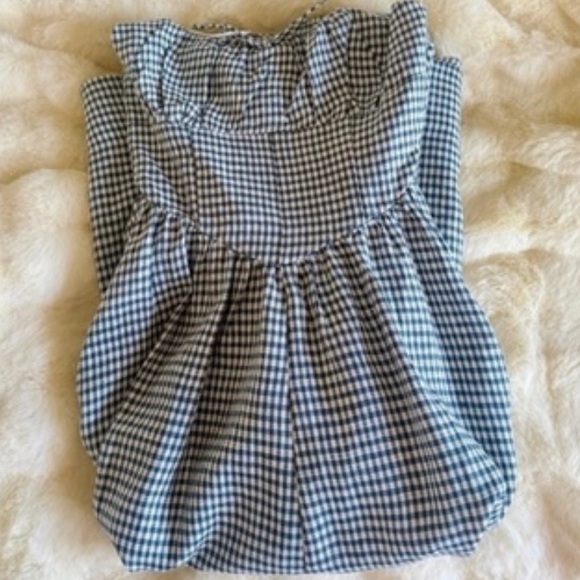 Reformation Balia Linen Dress In Slate Check, brand new, never worn, no flaws. - Picture 6 of 7